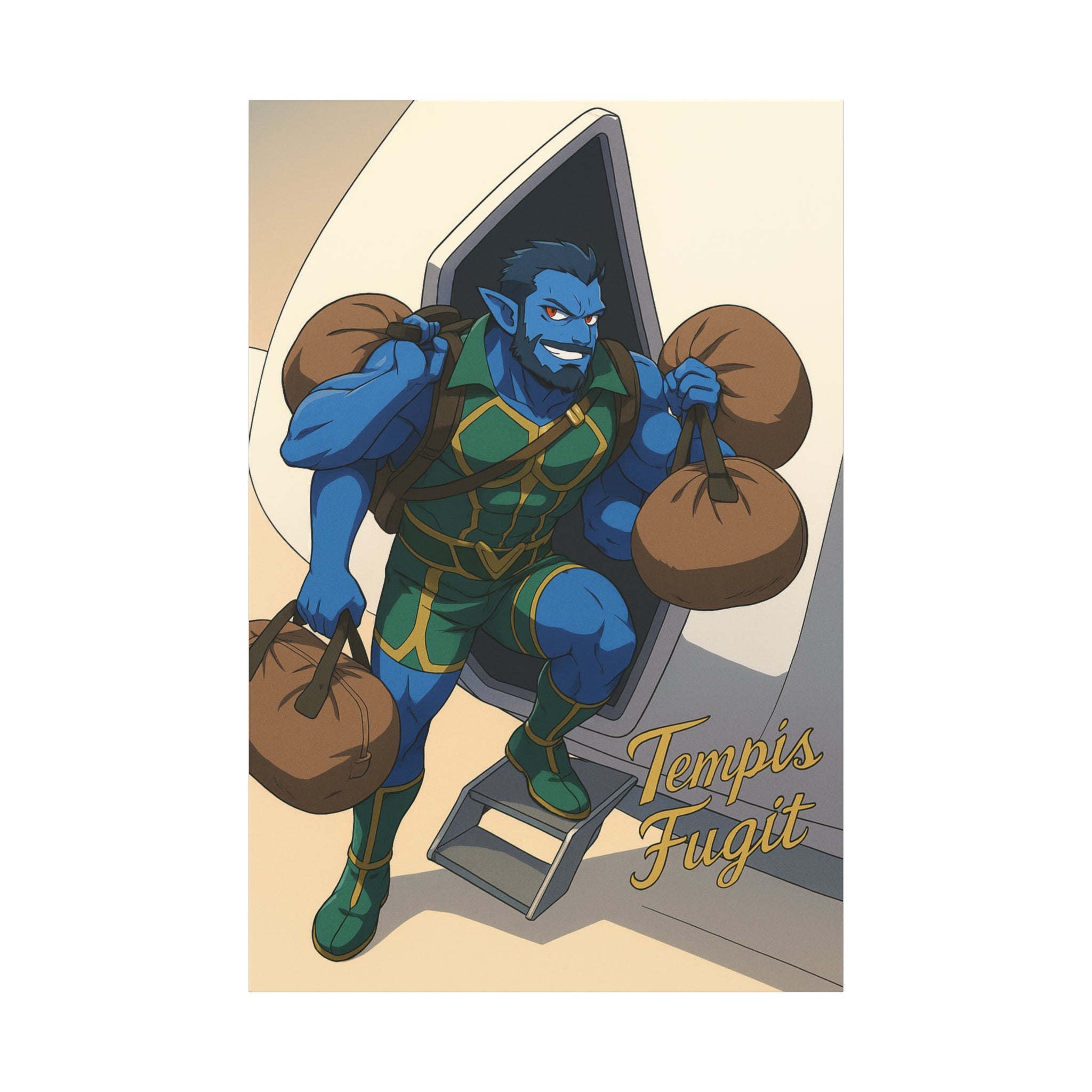 Canvas Wall Art, Anime Tempis Fugit from Da Guv, Sci-Fi Matte Print, Stretched Painting, 25&quot; Home Decor, Manga Poster, Geek Gift