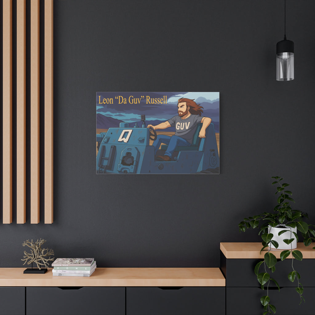Canvas Print, Leon 'Da Guv' Russell Driving The Banshee Tank from 'Da Guv' Sci-Fi Book, Art Wall Decor, Matte Poster, Stretched Picture, 1
