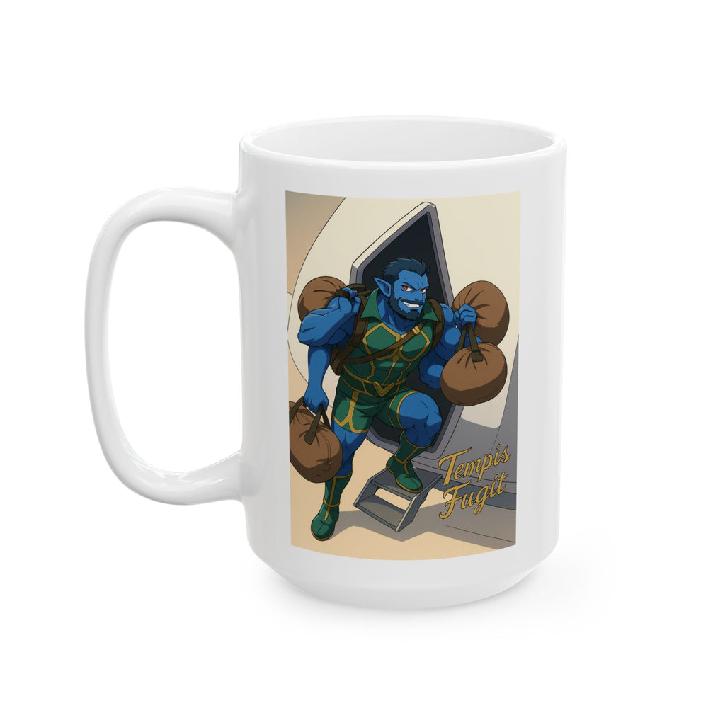 Anime Tempis Fugit Ceramic Mug, Da Guv Sci-Fi Book Lover Gift, 11oz, 15oz, Coffee Cup, Tea Mug, Novelty Drinkware, Manga Fan Present, Otaku
