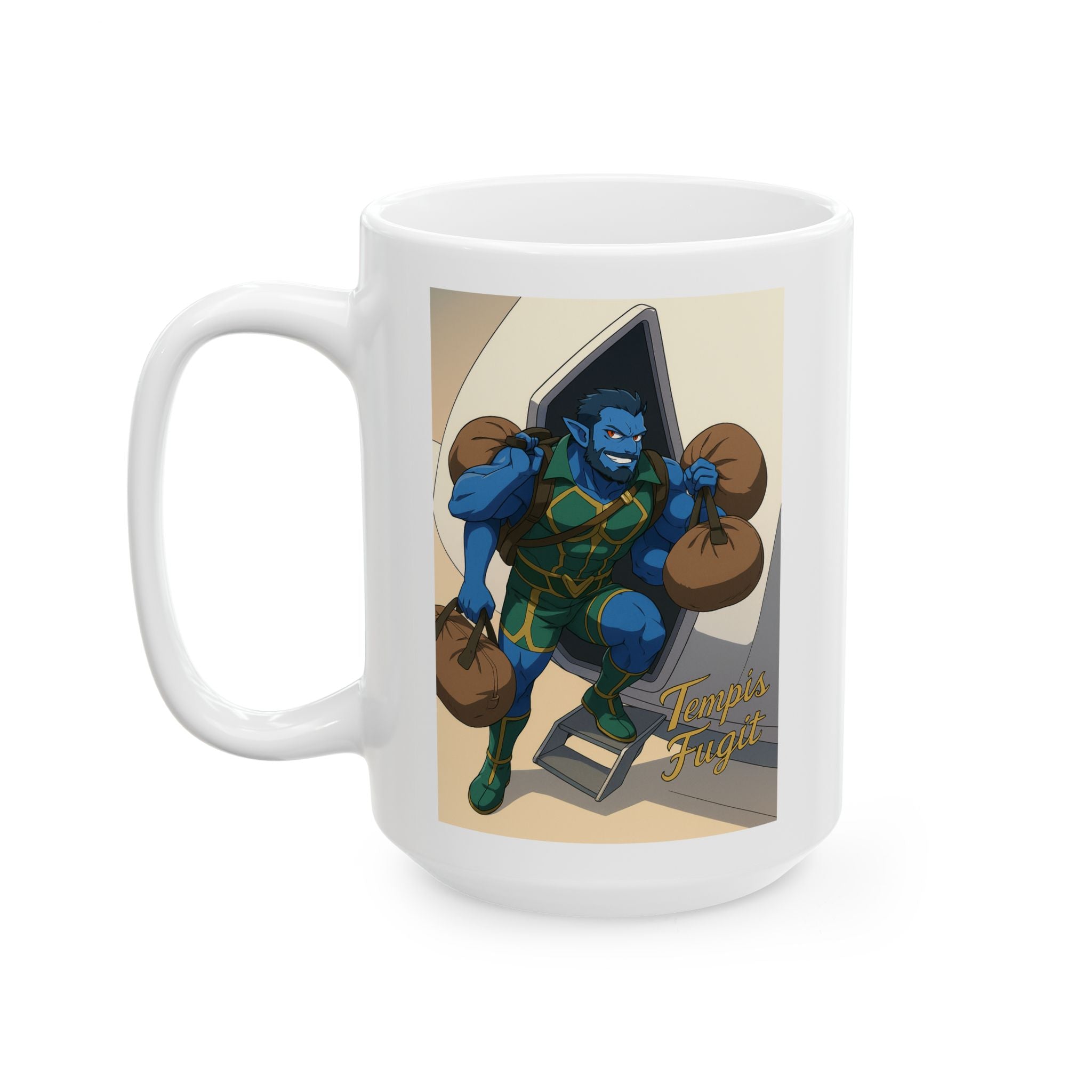 Anime Tempis Fugit Ceramic Mug, Da Guv Sci-Fi Book Lover Gift, 11oz, 15oz, Coffee Cup, Tea Mug, Novelty Drinkware, Manga Fan Present, Otaku