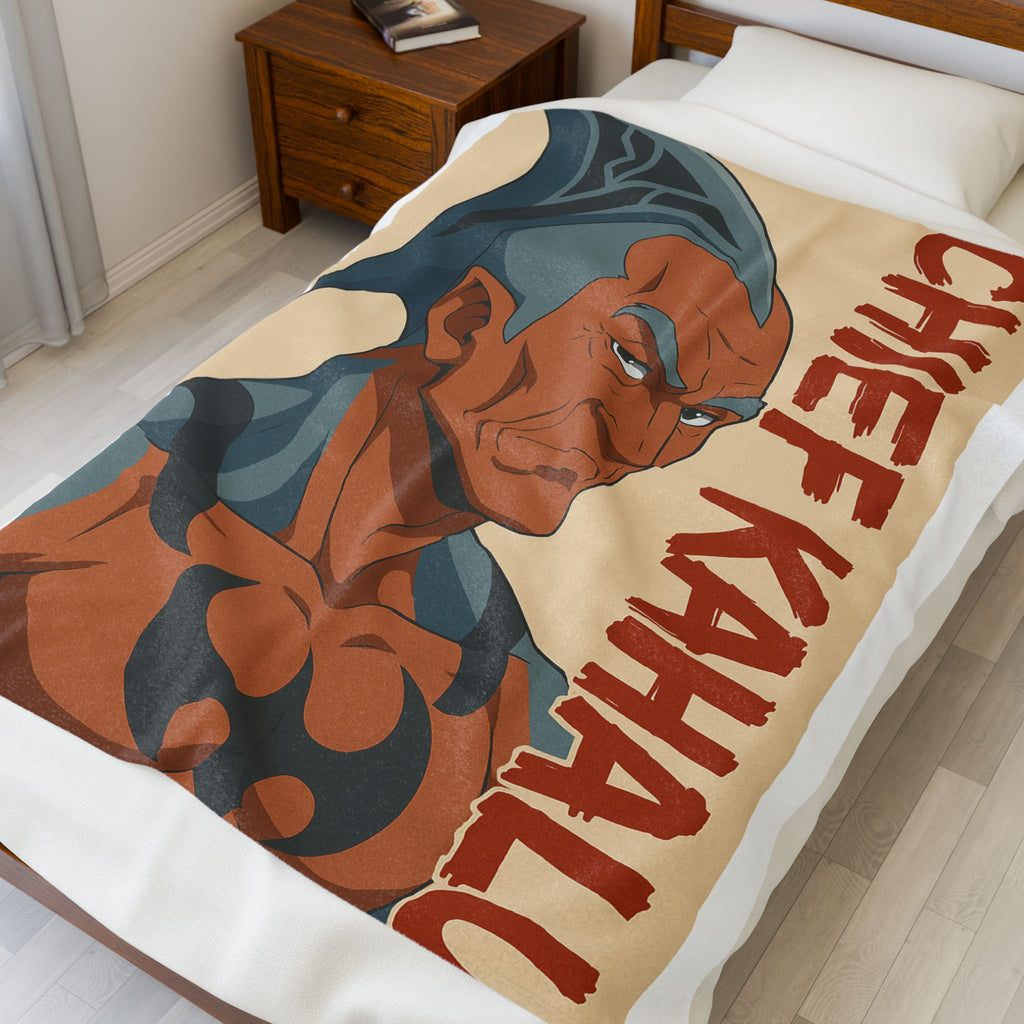 Velveteen Plush Blanket, Chief Kahalu from Da Guv Book, Sci-Fi Home Decor, Unique Gift Idea, Cozy Throw, Reading Nook Accessory
