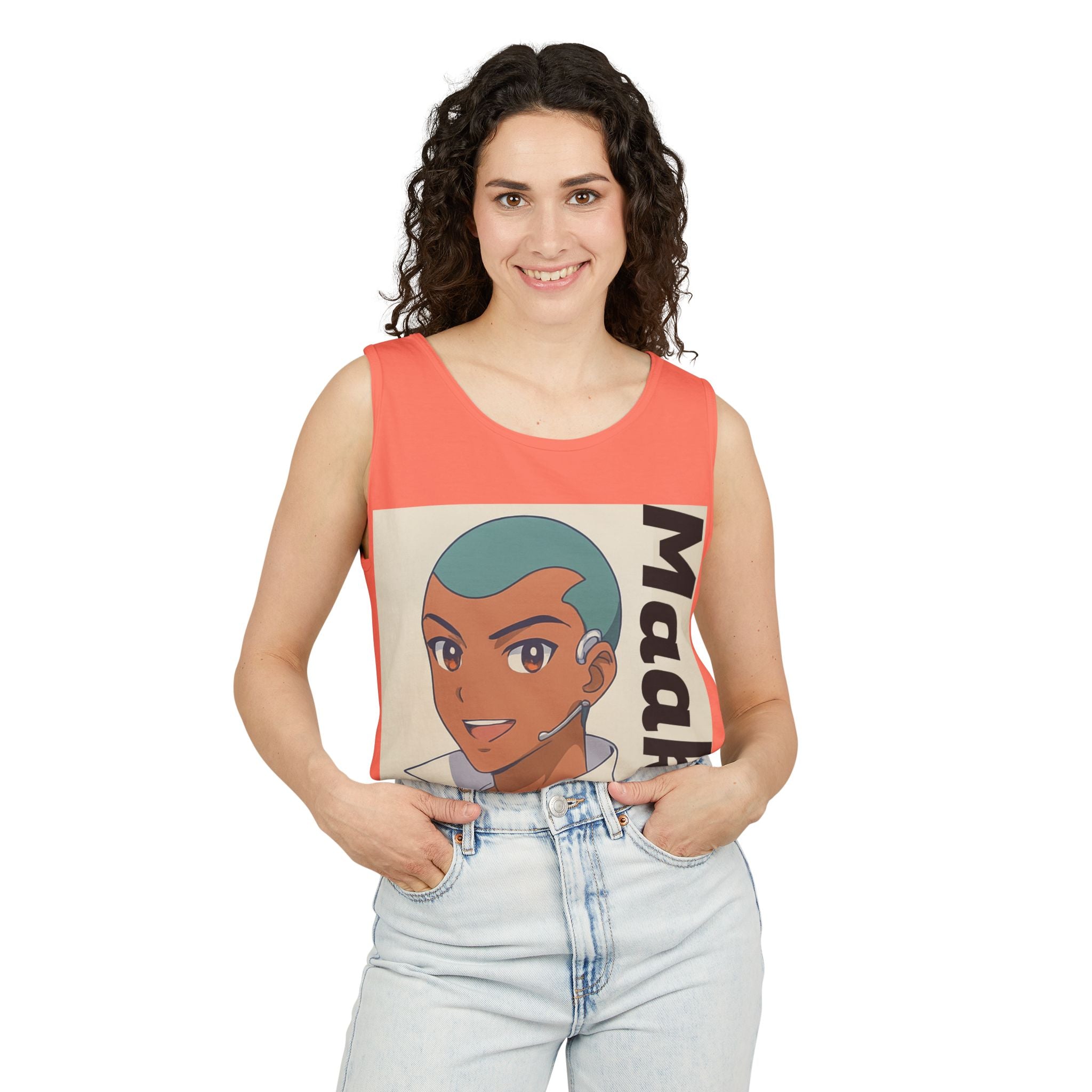 Unisex Anime Character Maakui Tank Top, Summer Wear, Graphic Tee, Casual Attire, Gift for Fans, Beachwear, Festival Top