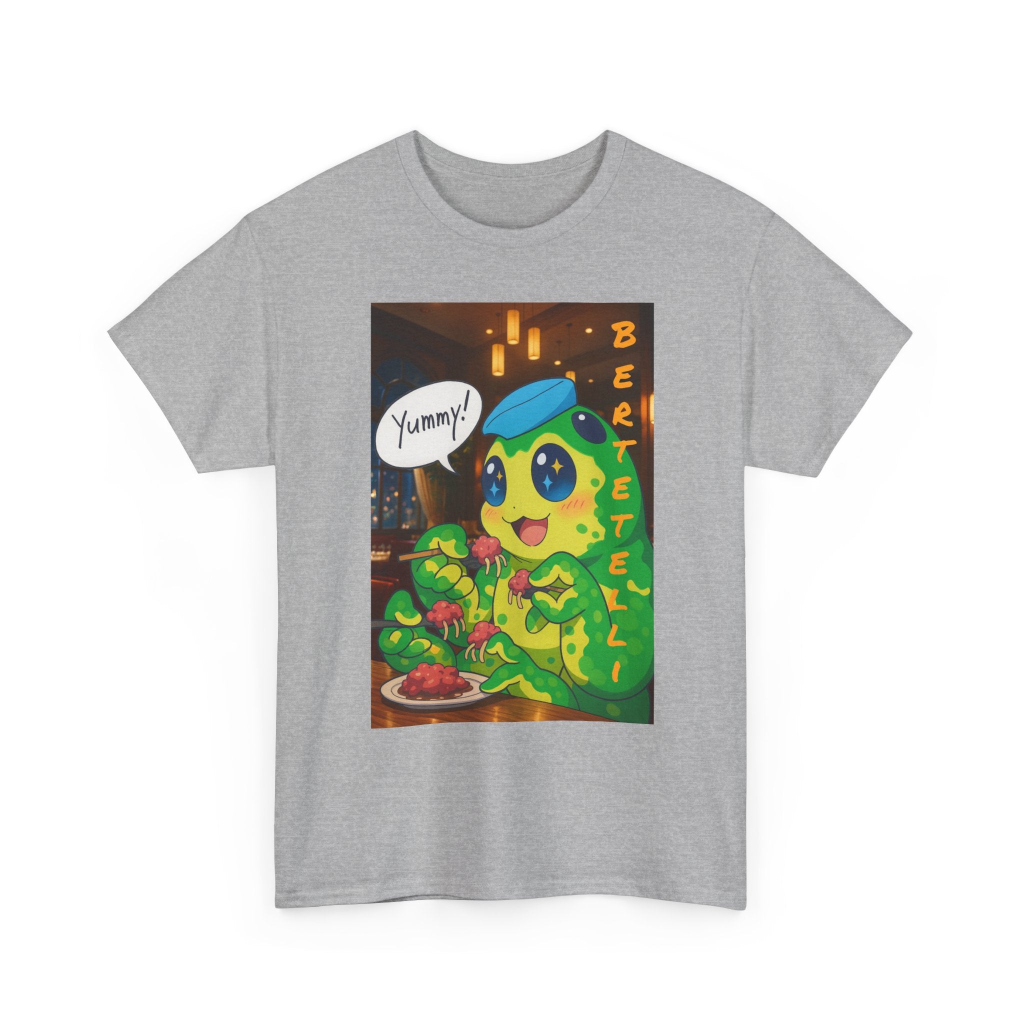 Yummy Anime Bertelli Unisex Tee, Fun Casual Shirt, Gift for Food Lovers, Cute Animal Apparel, Trendy Everyday Wear, Birthday Present