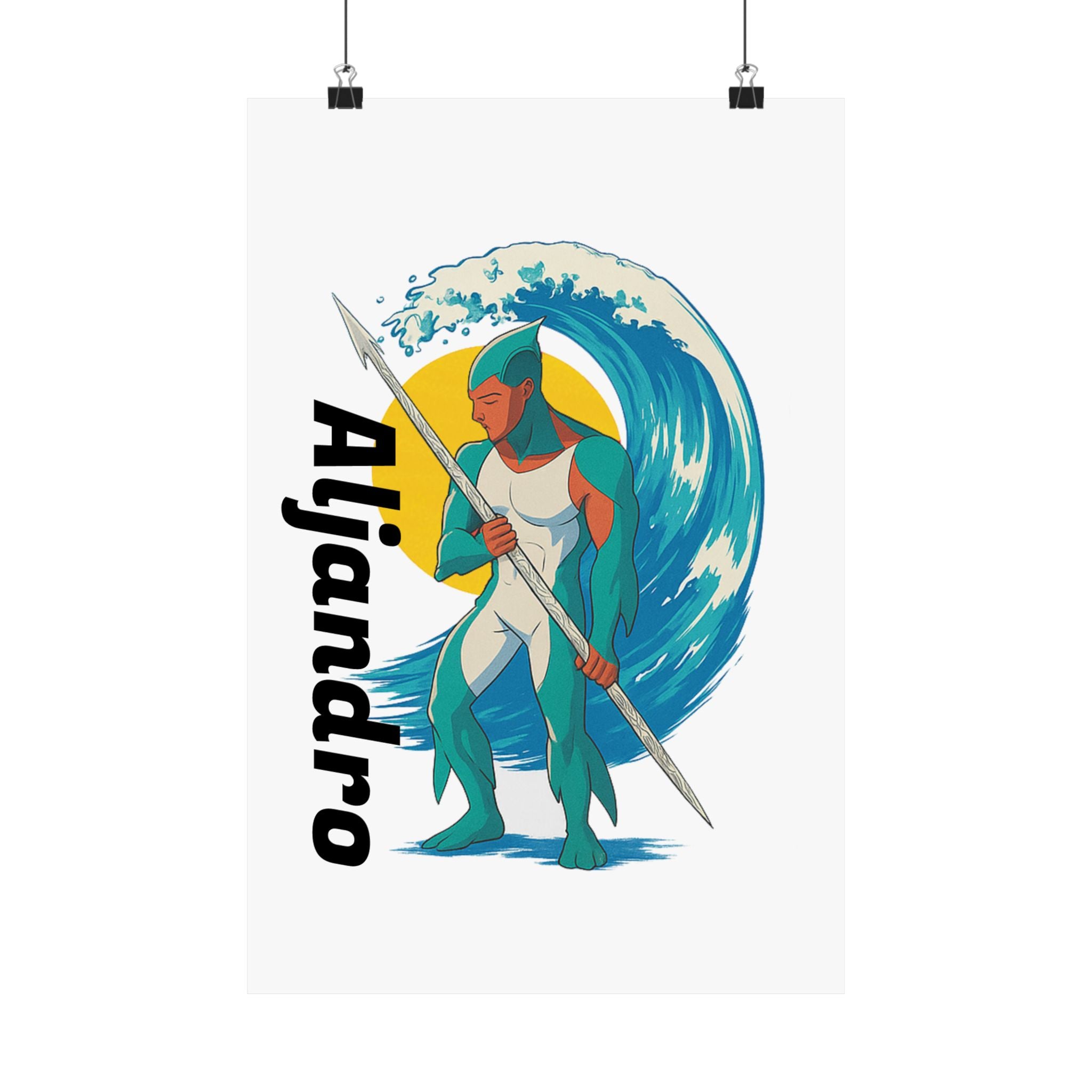 Anime Aljandro Vertical Poster - Personalized Wall Art, Name Print, Unique Home Decor, Gifts for Him, Ocean Lover Decor
