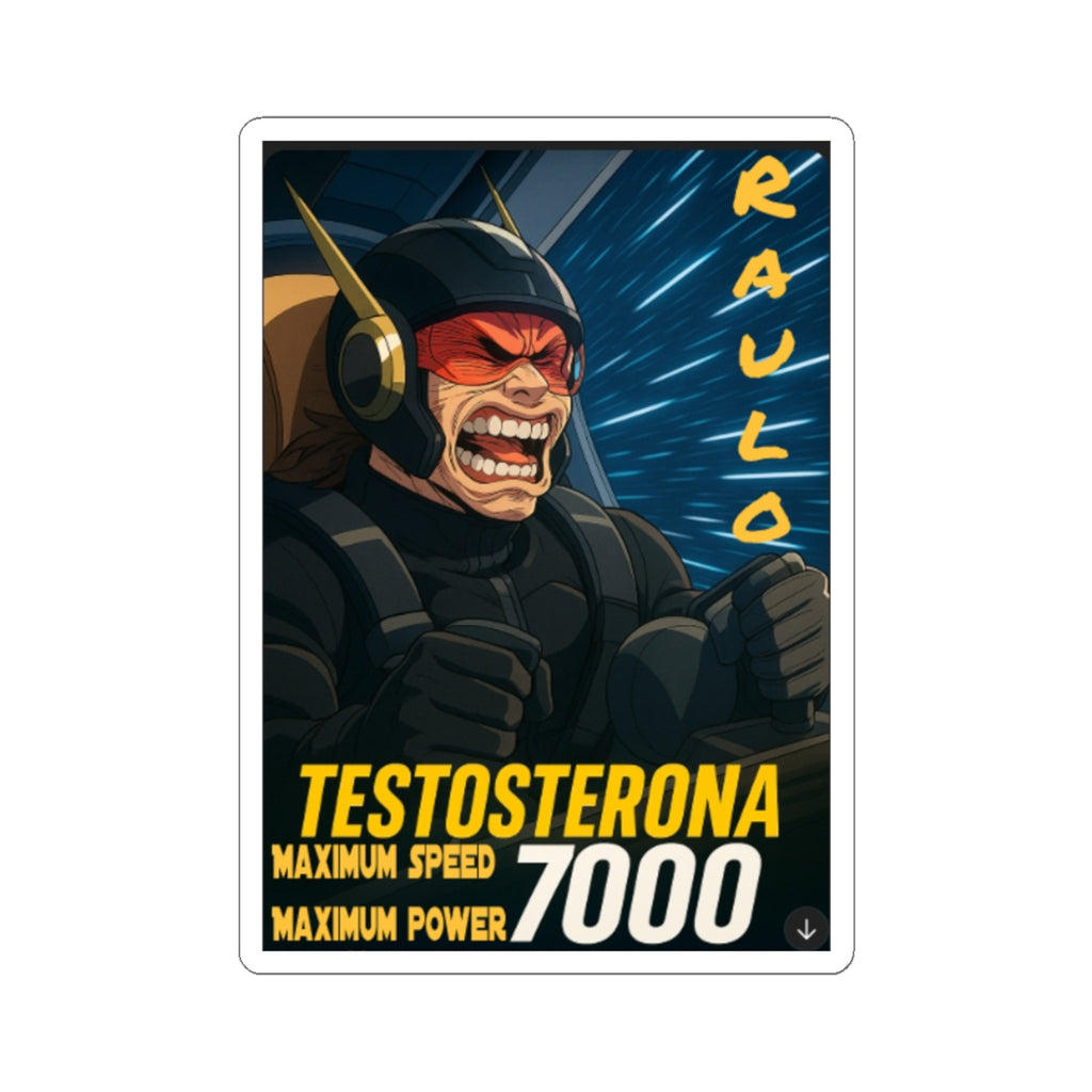 Anime Raulo Driving Testosterona 7000 Kiss-Cut Stickers, Sci-Fi Book Fan Art, Decals, Laptop Decals, Hydroflask Stickers, Water Bottle