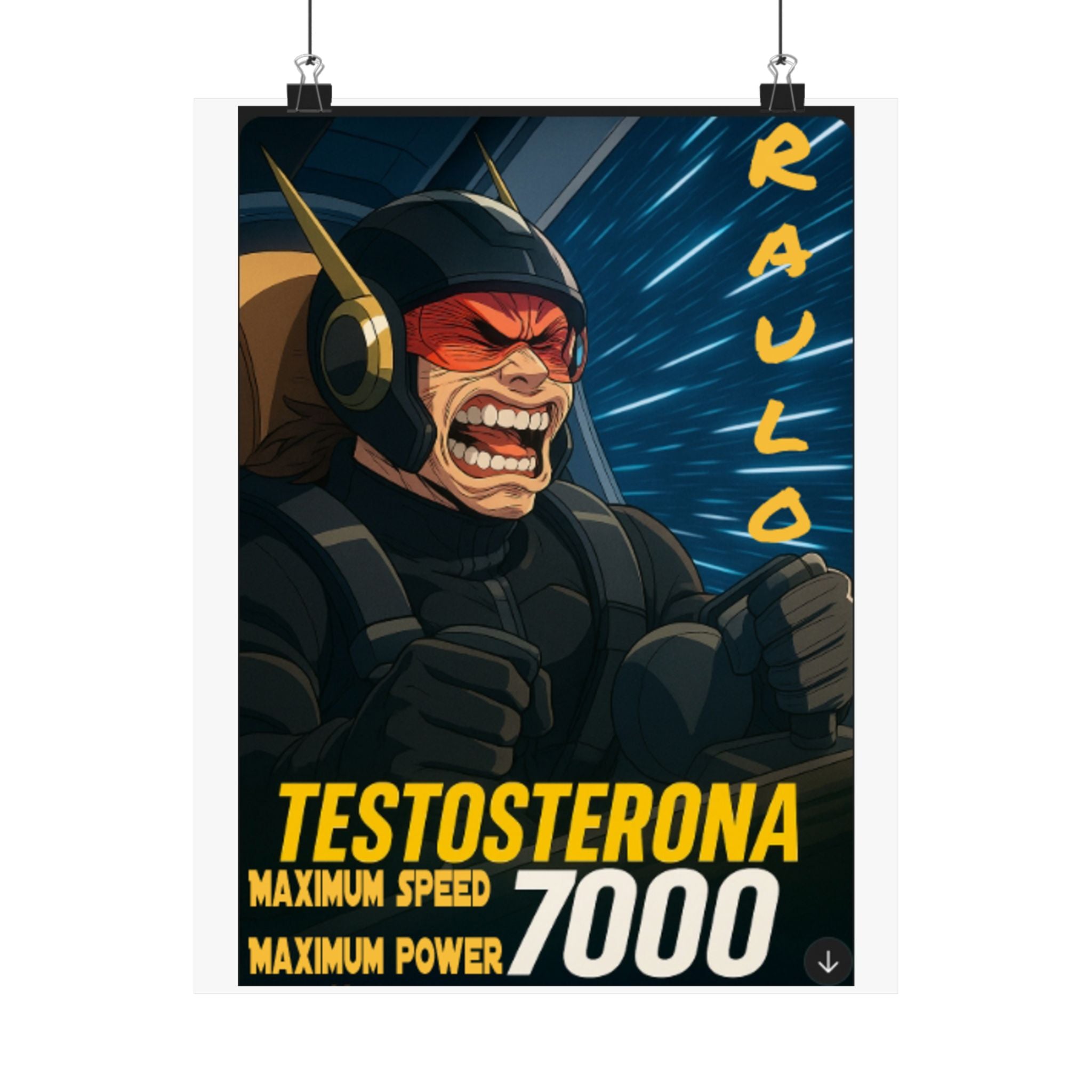 Vertical Poster, Sci-Fi Anime Raulo Driving Testosterona 7000 from Da Guv Book, Matte Wall Art, Home Decor Print, Room Decoration