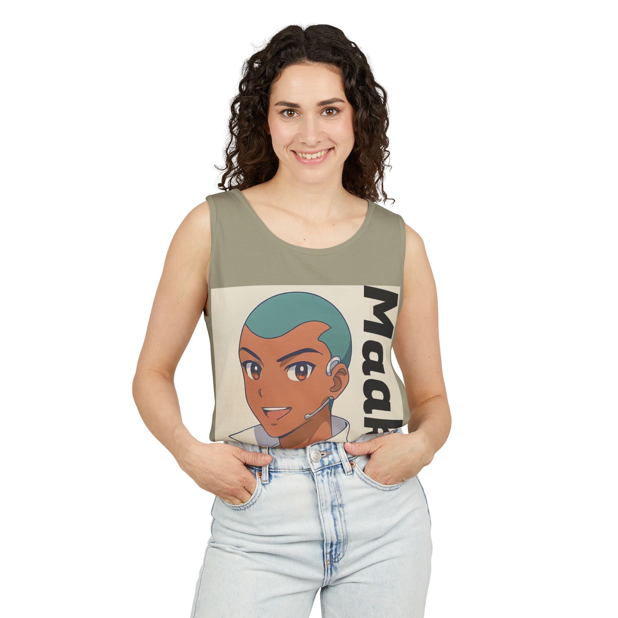 Unisex Anime Character Maakui Tank Top, Summer Wear, Graphic Tee, Casual Attire, Gift for Fans, Beachwear, Festival Top