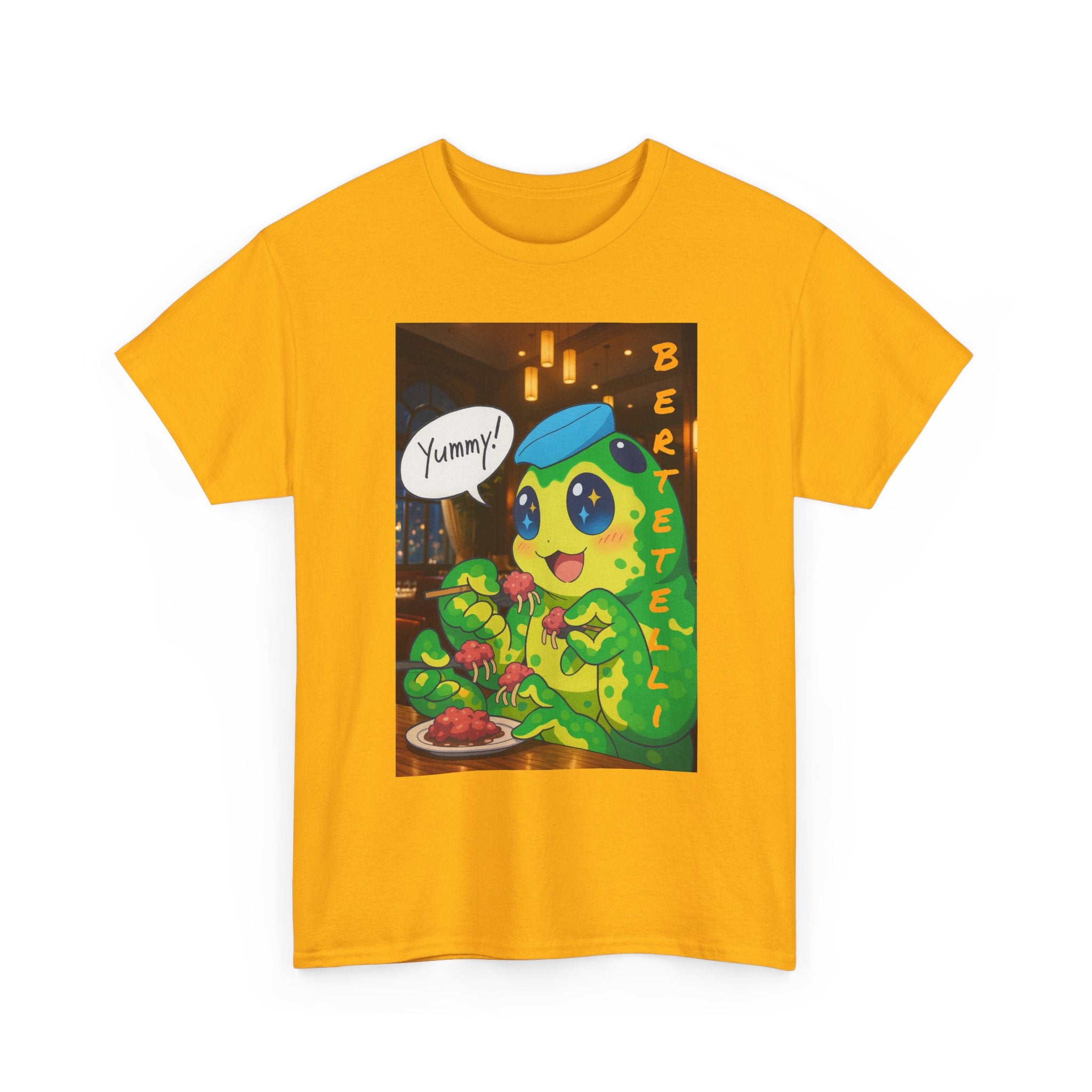 Yummy Anime Bertelli Unisex Tee, Fun Casual Shirt, Gift for Food Lovers, Cute Animal Apparel, Trendy Everyday Wear, Birthday Present