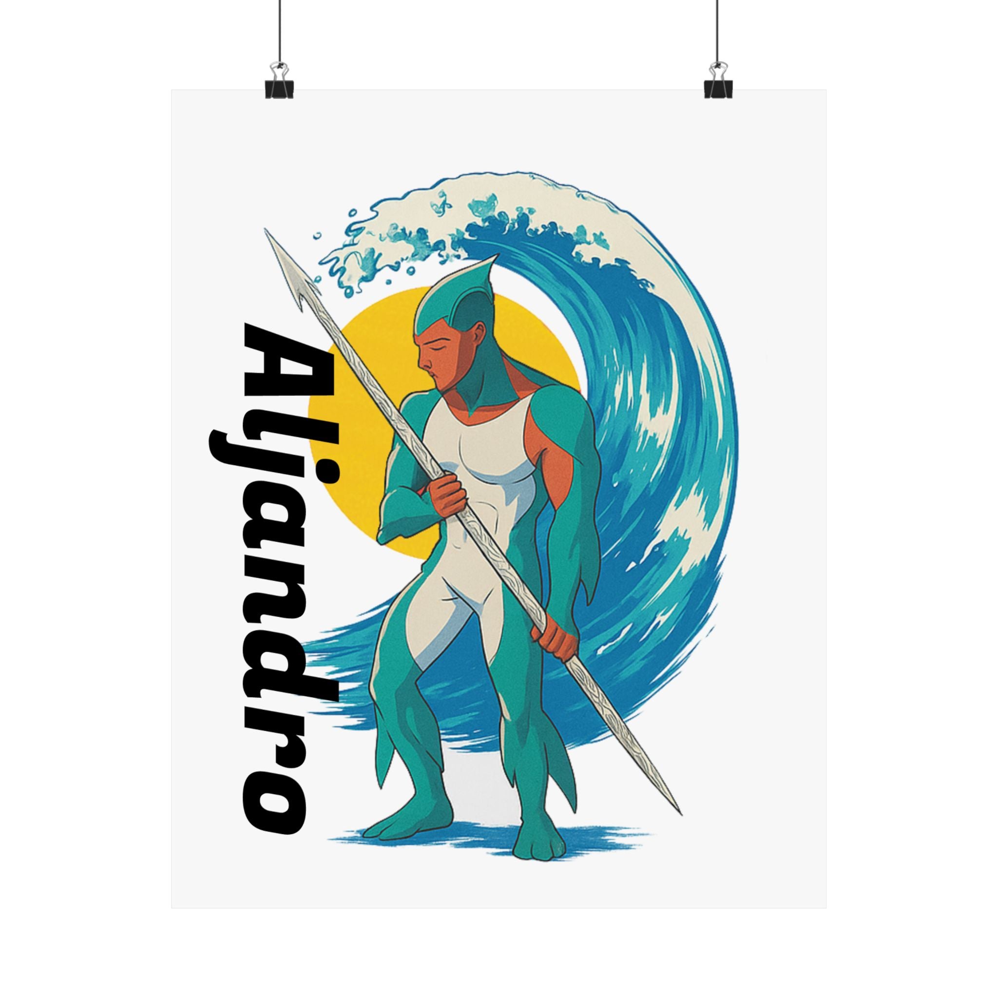 Anime Aljandro Vertical Poster - Personalized Wall Art, Name Print, Unique Home Decor, Gifts for Him, Ocean Lover Decor