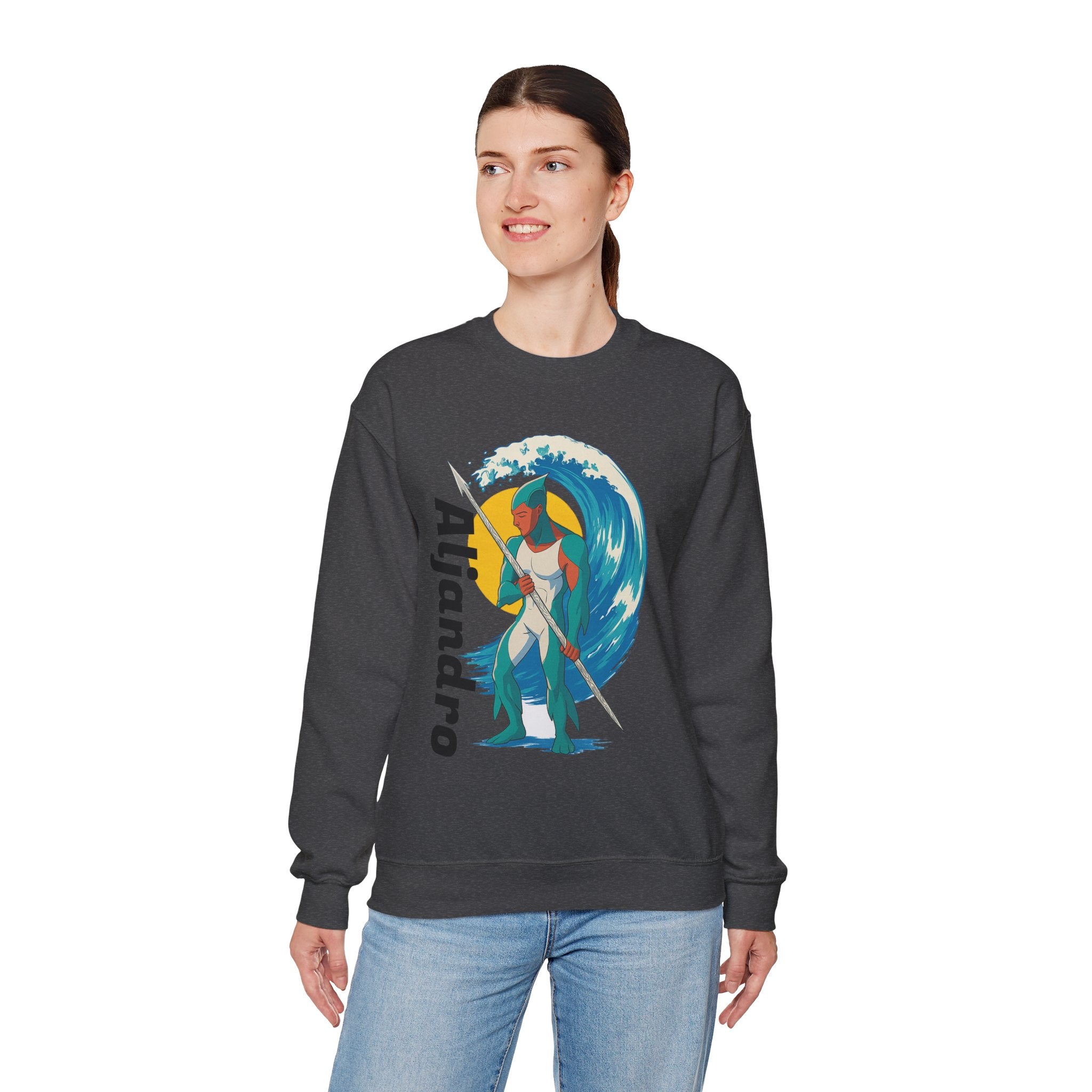 Kraken Hunter Graphic Sweatshirt — Personalized 'Aljandro' Wave Design