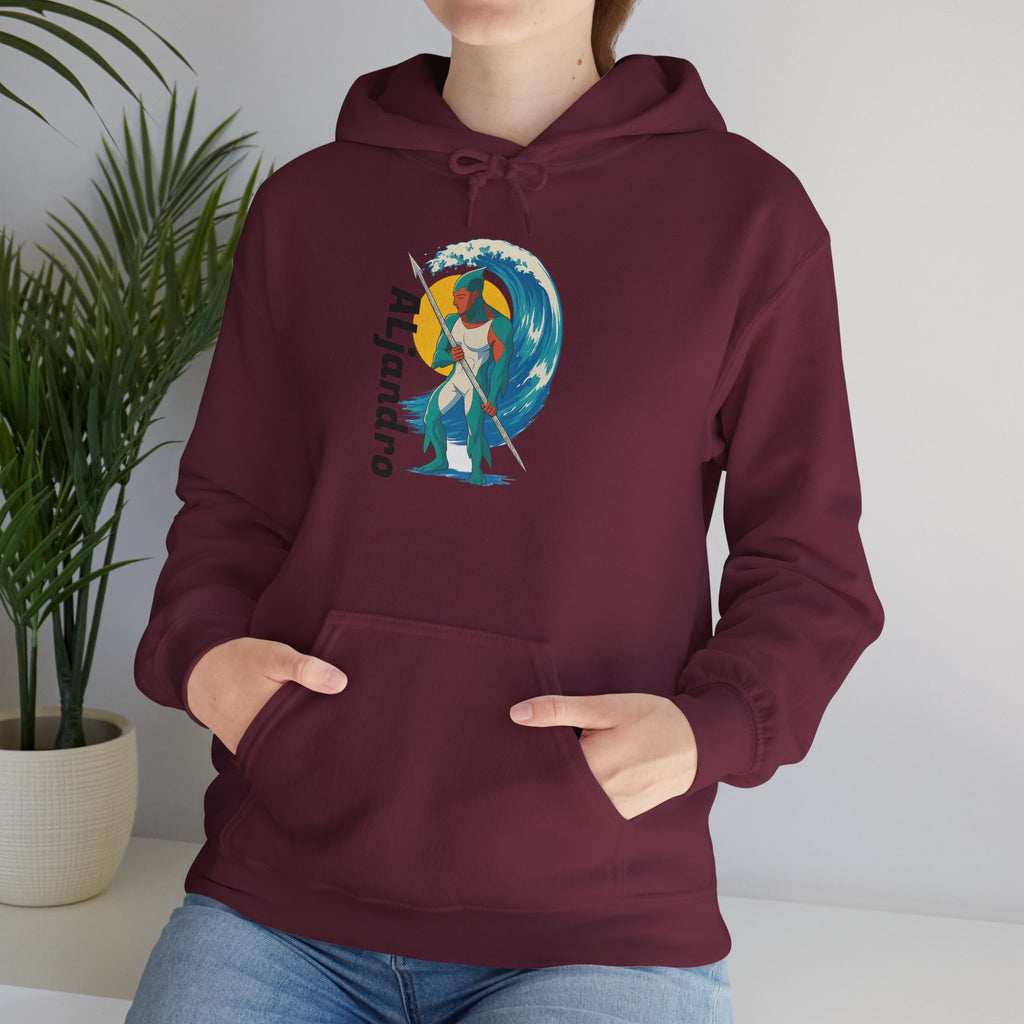 Aljandro Surf Graphic Hoodie — Retro Wave Surfing Design