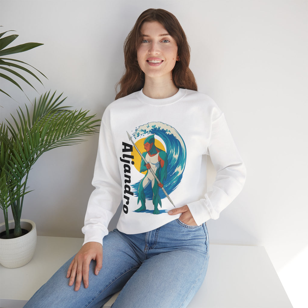 Kraken Hunter Graphic Sweatshirt — Personalized 'Aljandro' Wave Design