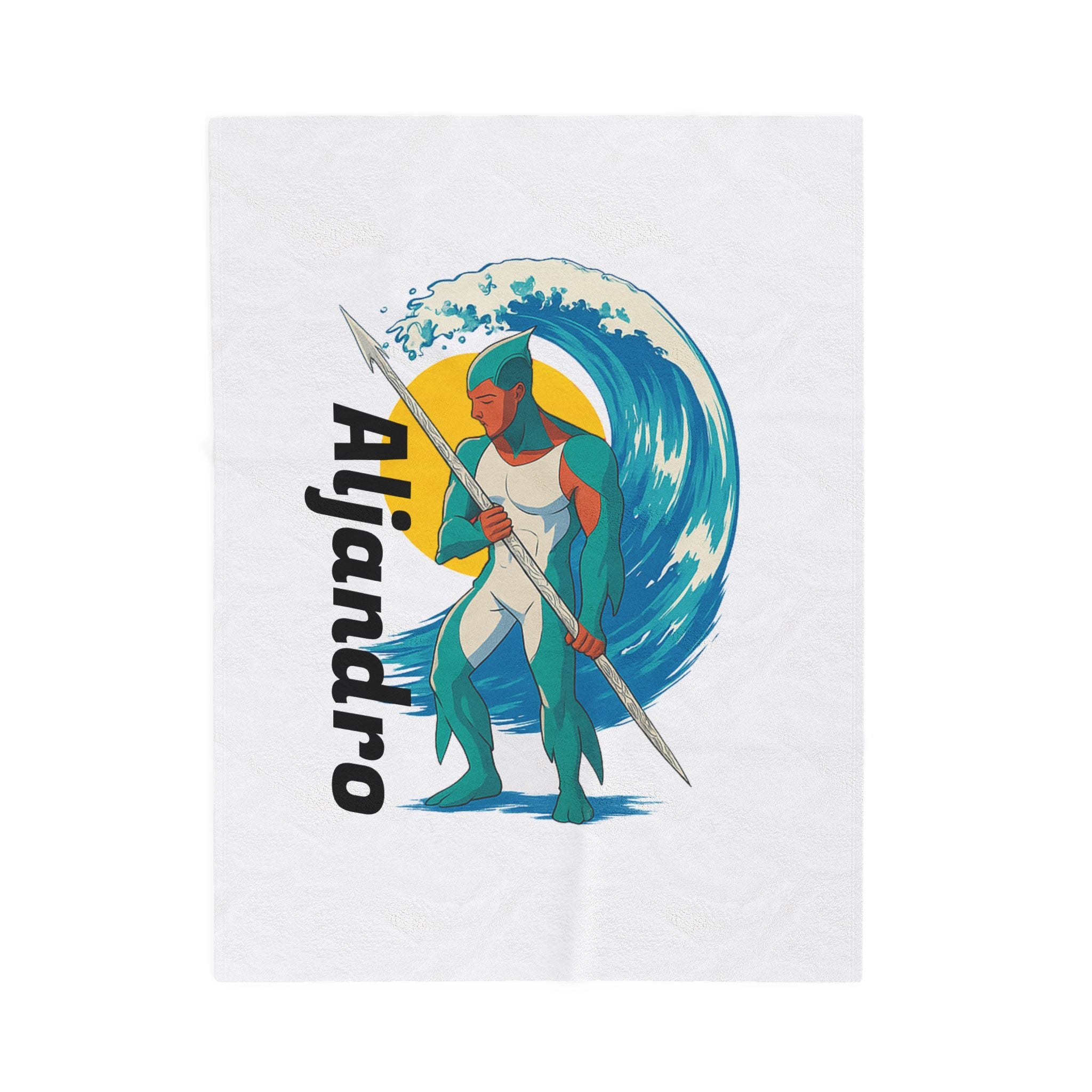 Velveteen Plush Blanket — Personalized Kraken Hunter Design with 'Aljandro'