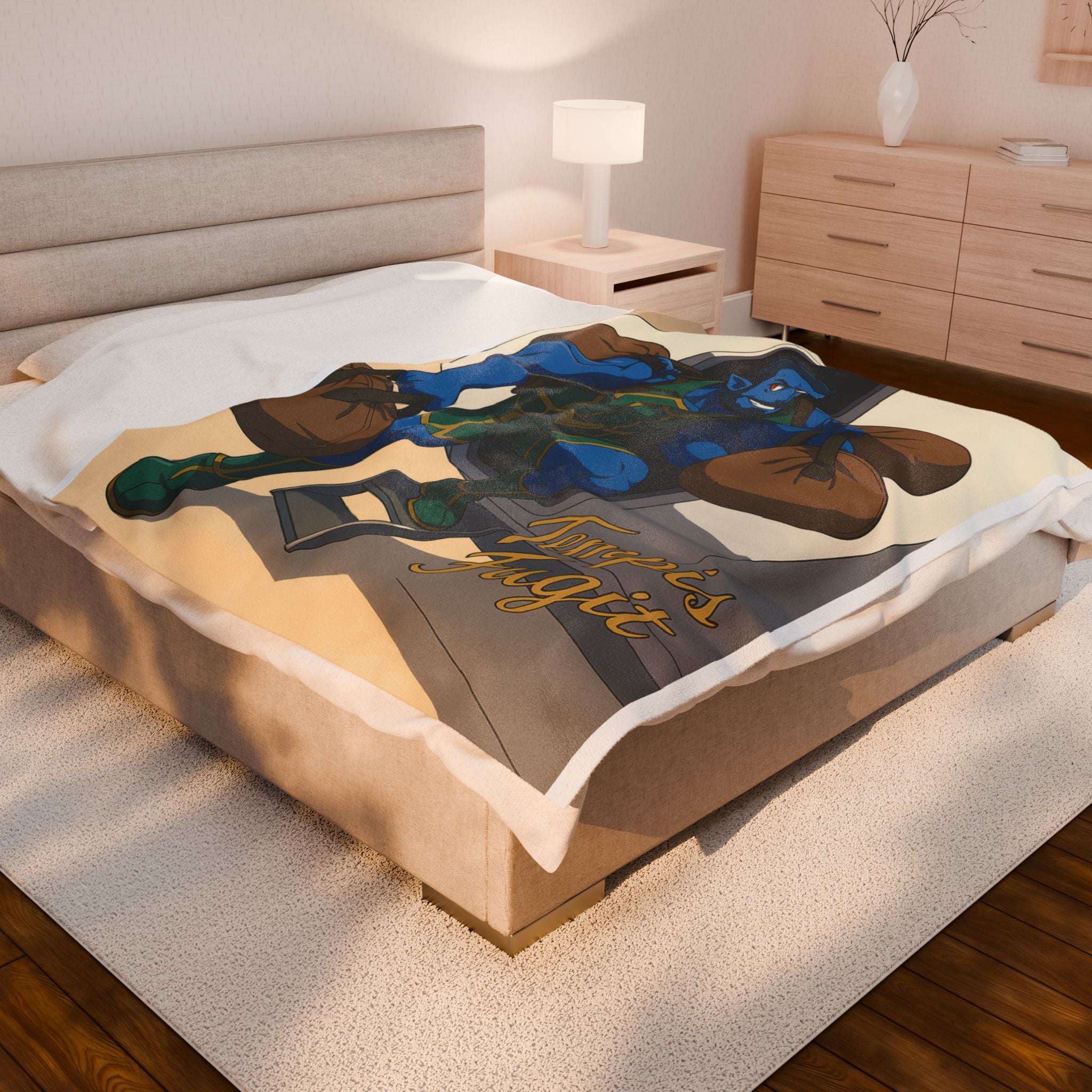 Velveteen Plush Blanket, Anime Tempis Fugit Design, Da Guv Fan Gift, Soft Throw, Cozy Bedding, Home Decor