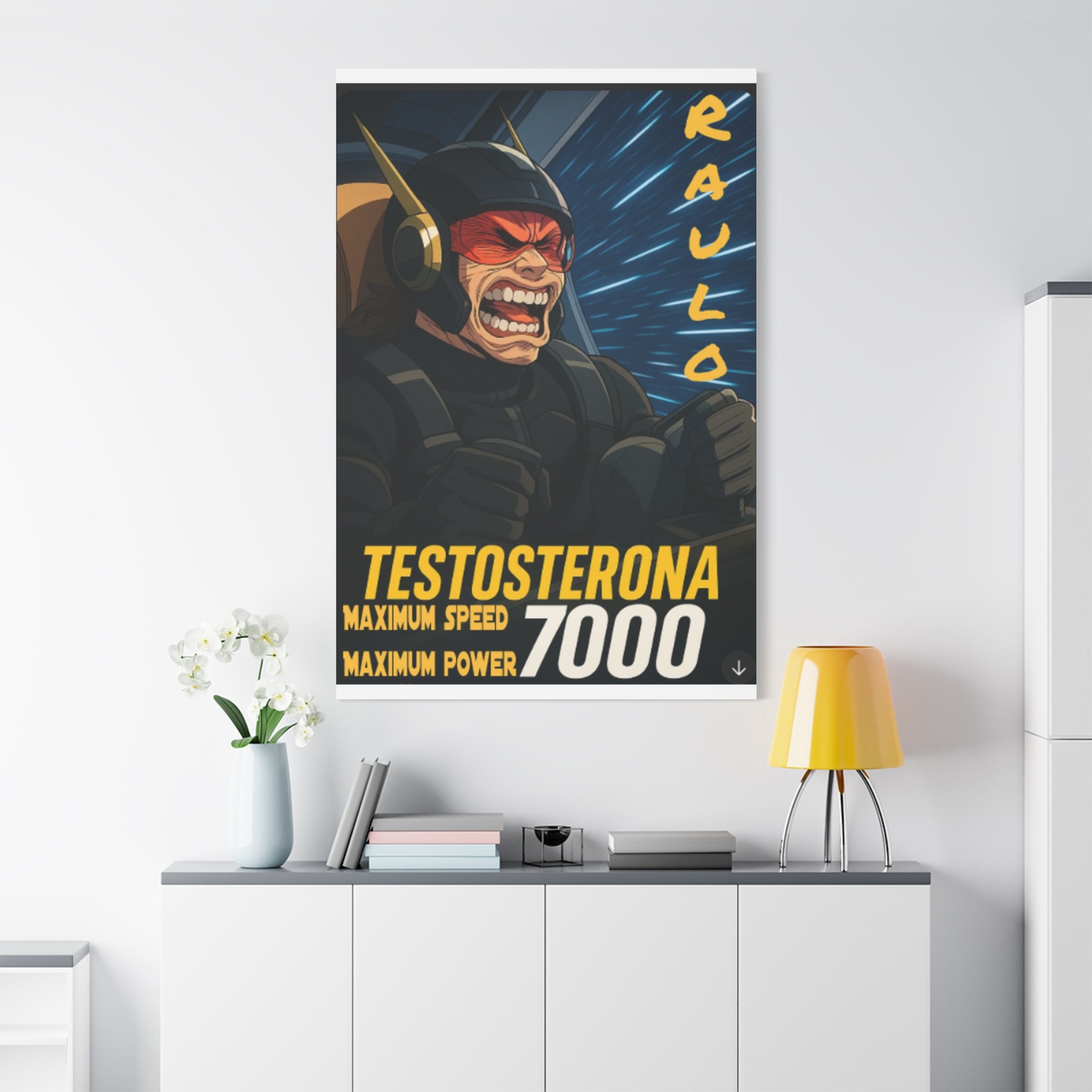 Canvas Wall Art, Anime Raulo Testosterona 7000, Sci-Fi Book Da Guv, Matte Stretched Print, Home Decor, Gift Idea
