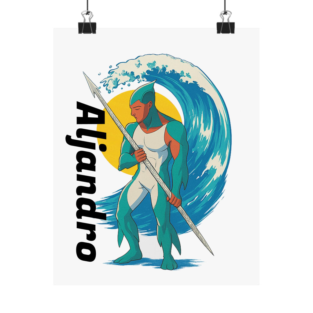 Anime Aljandro Vertical Poster - Personalized Wall Art, Name Print, Unique Home Decor, Gifts for Him, Ocean Lover Decor