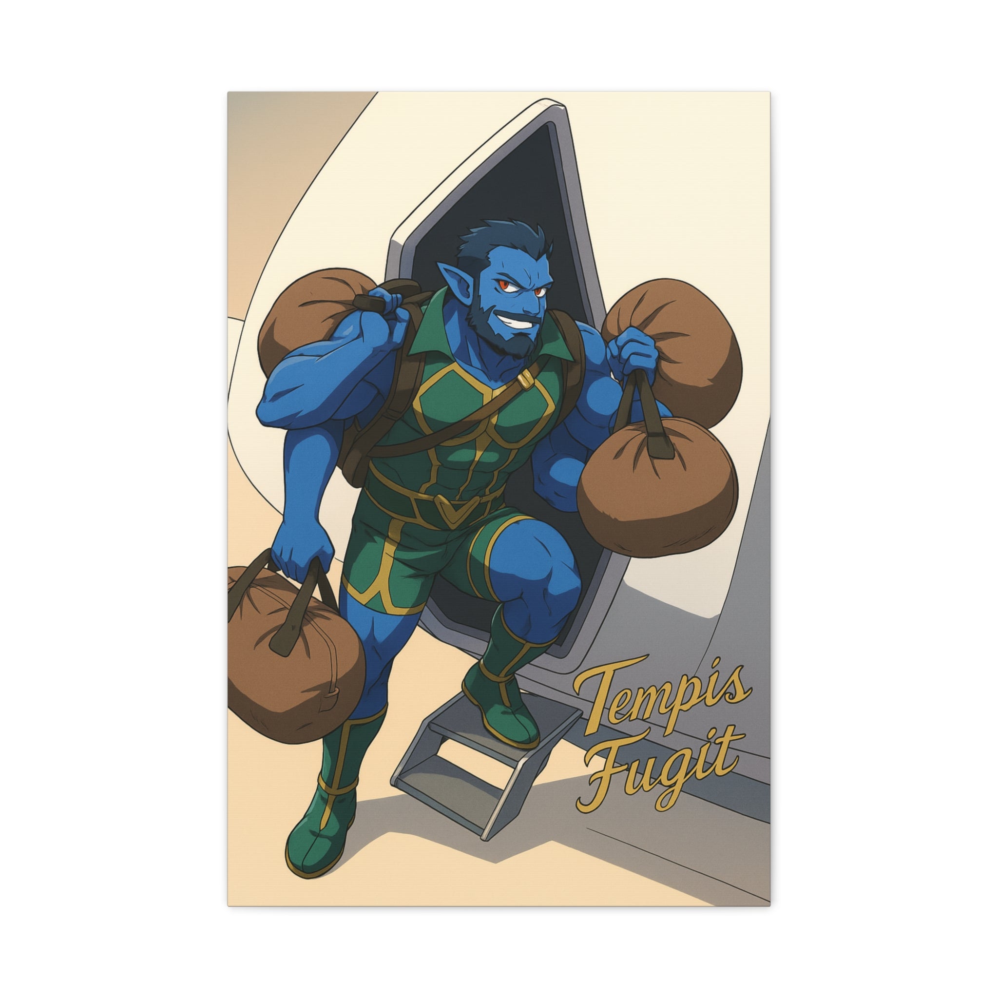 Canvas Wall Art, Anime Tempis Fugit from Da Guv, Sci-Fi Matte Print, Stretched Painting, 25&quot; Home Decor, Manga Poster, Geek Gift