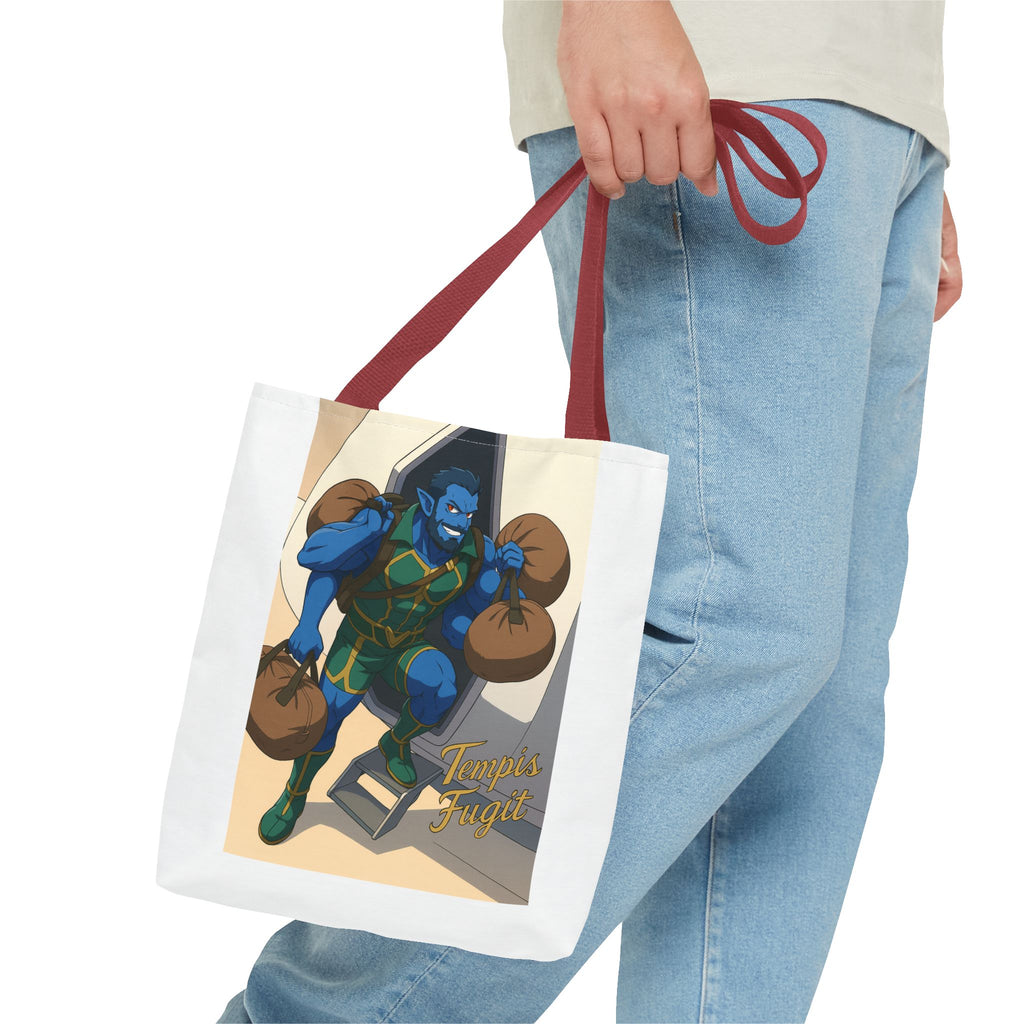 Tote Bag Anime Tempis Fugit, Da Guv Sci-Fi Book Lover Gift, Bookish Shoulder Bag, Literary Tote, Bookworm Library Bag, Geeky Book Lover Gift