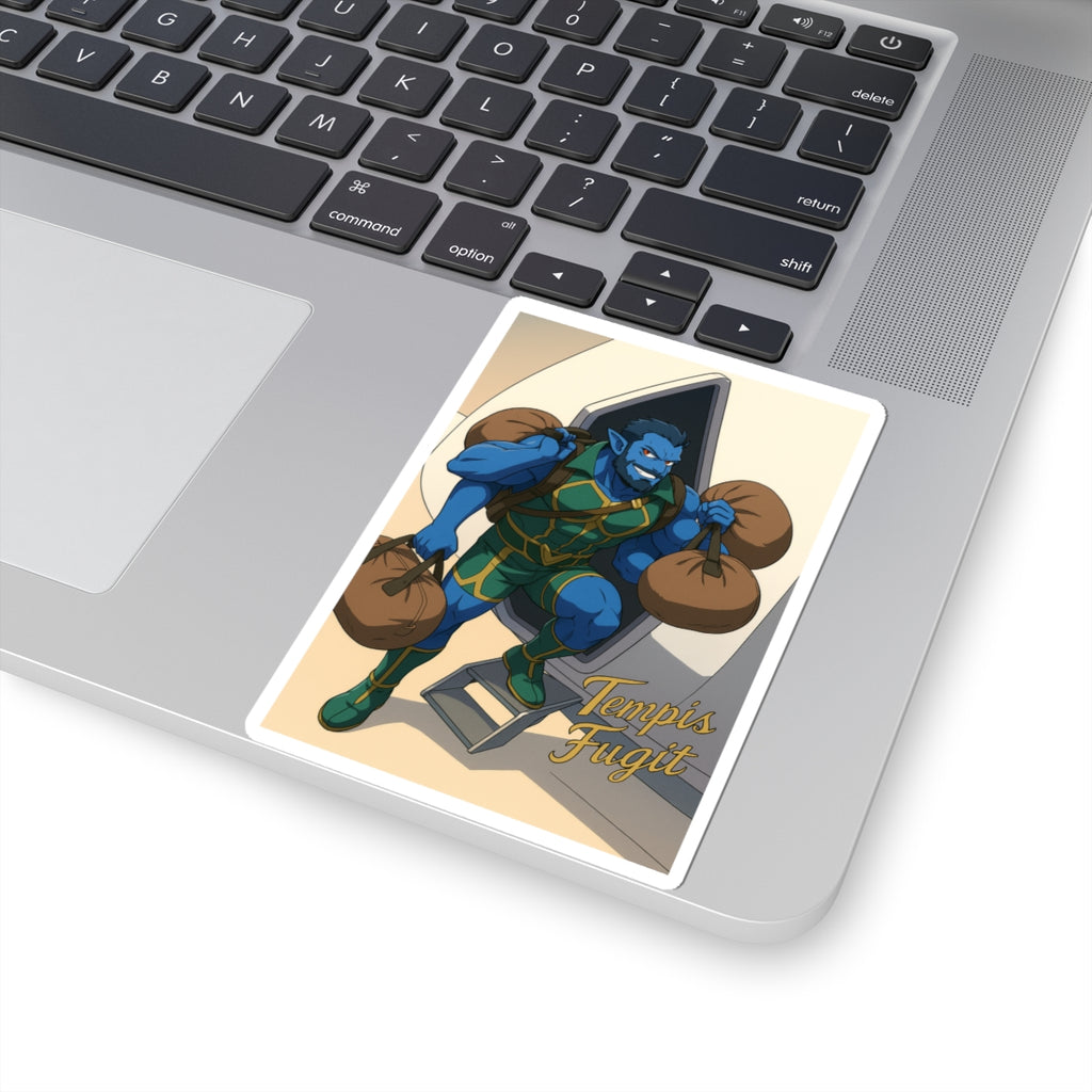 Anime Tempis Fugit Kiss-Cut Stickers, Da Guv Sci-Fi Design, Laptop Decals, Water Bottle Labels, Planner Stickers, Bullet Journal Accessories