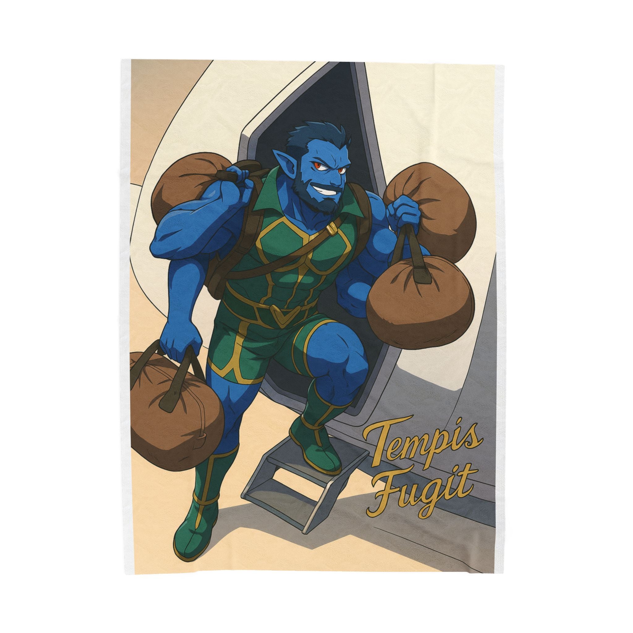 Velveteen Plush Blanket, Anime Tempis Fugit Design, Da Guv Fan Gift, Soft Throw, Cozy Bedding, Home Decor