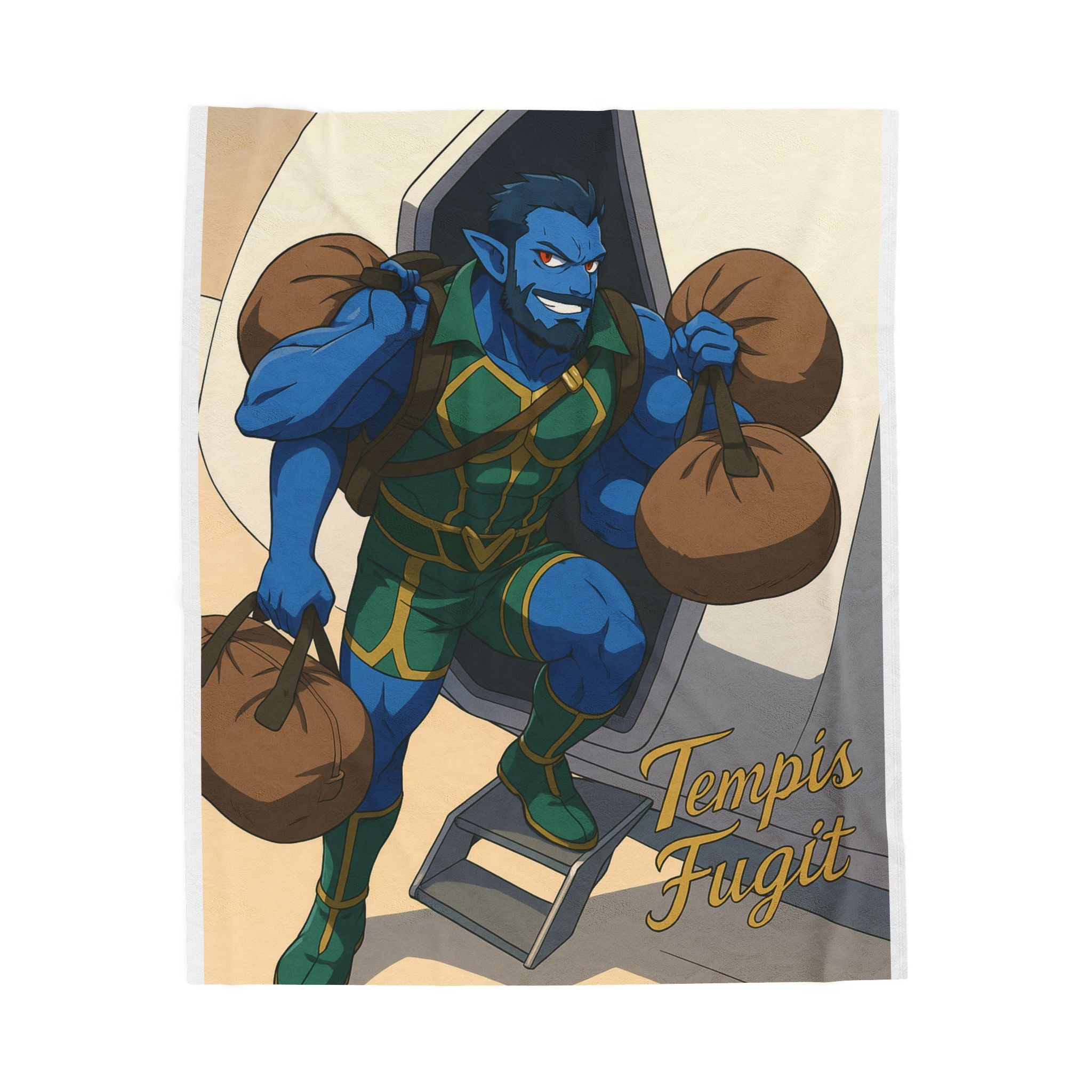 Velveteen Plush Blanket, Anime Tempis Fugit Design, Da Guv Fan Gift, Soft Throw, Cozy Bedding, Home Decor
