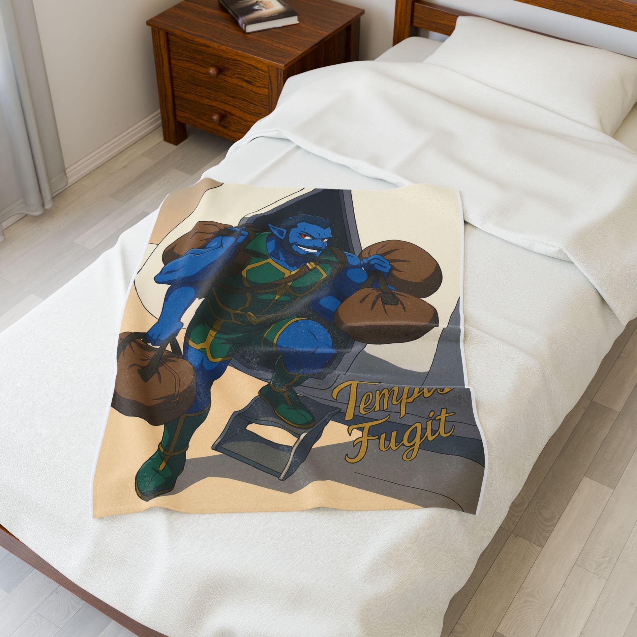 Velveteen Plush Blanket, Anime Tempis Fugit Design, Da Guv Fan Gift, Soft Throw, Cozy Bedding, Home Decor