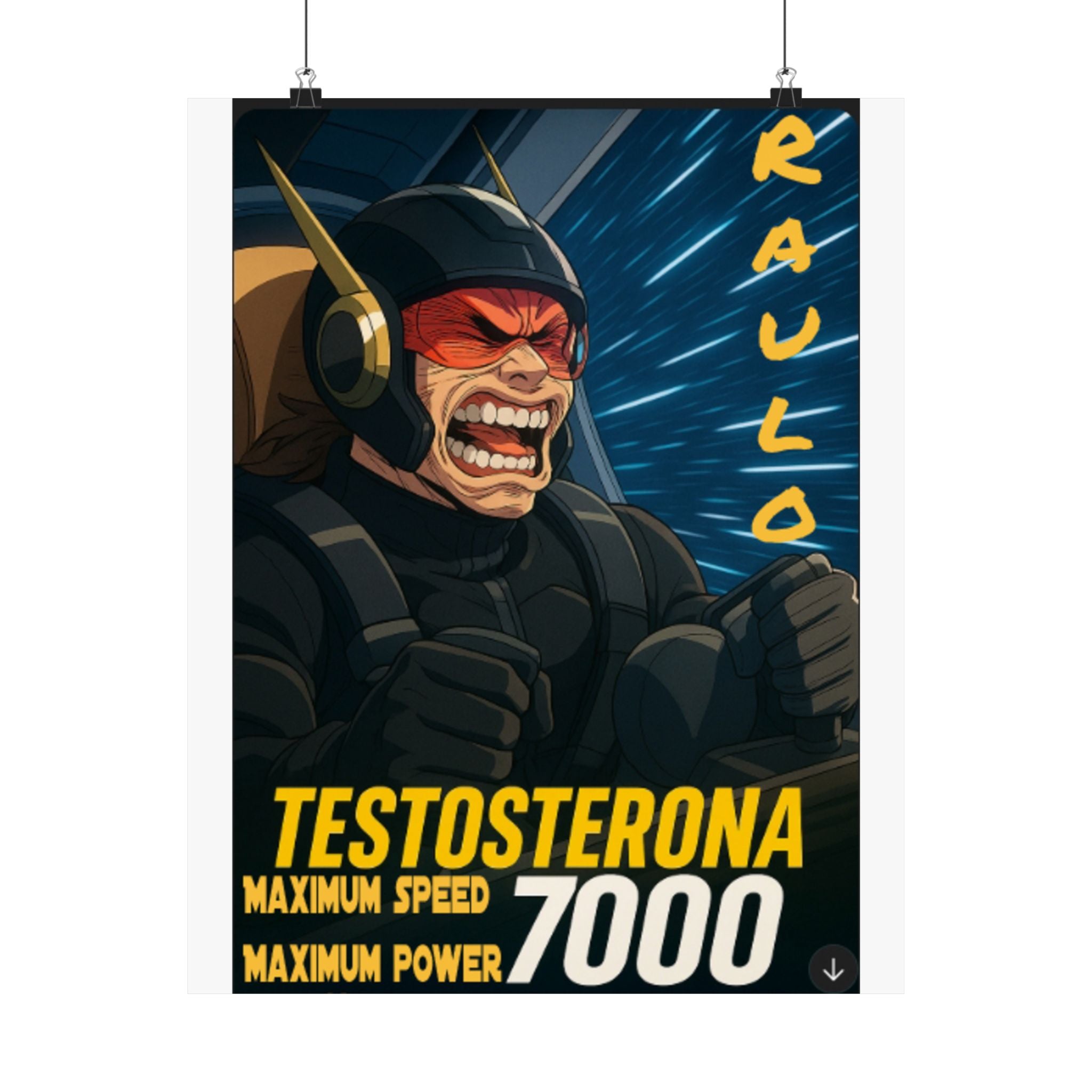 Vertical Poster, Sci-Fi Anime Raulo Driving Testosterona 7000 from Da Guv Book, Matte Wall Art, Home Decor Print, Room Decoration