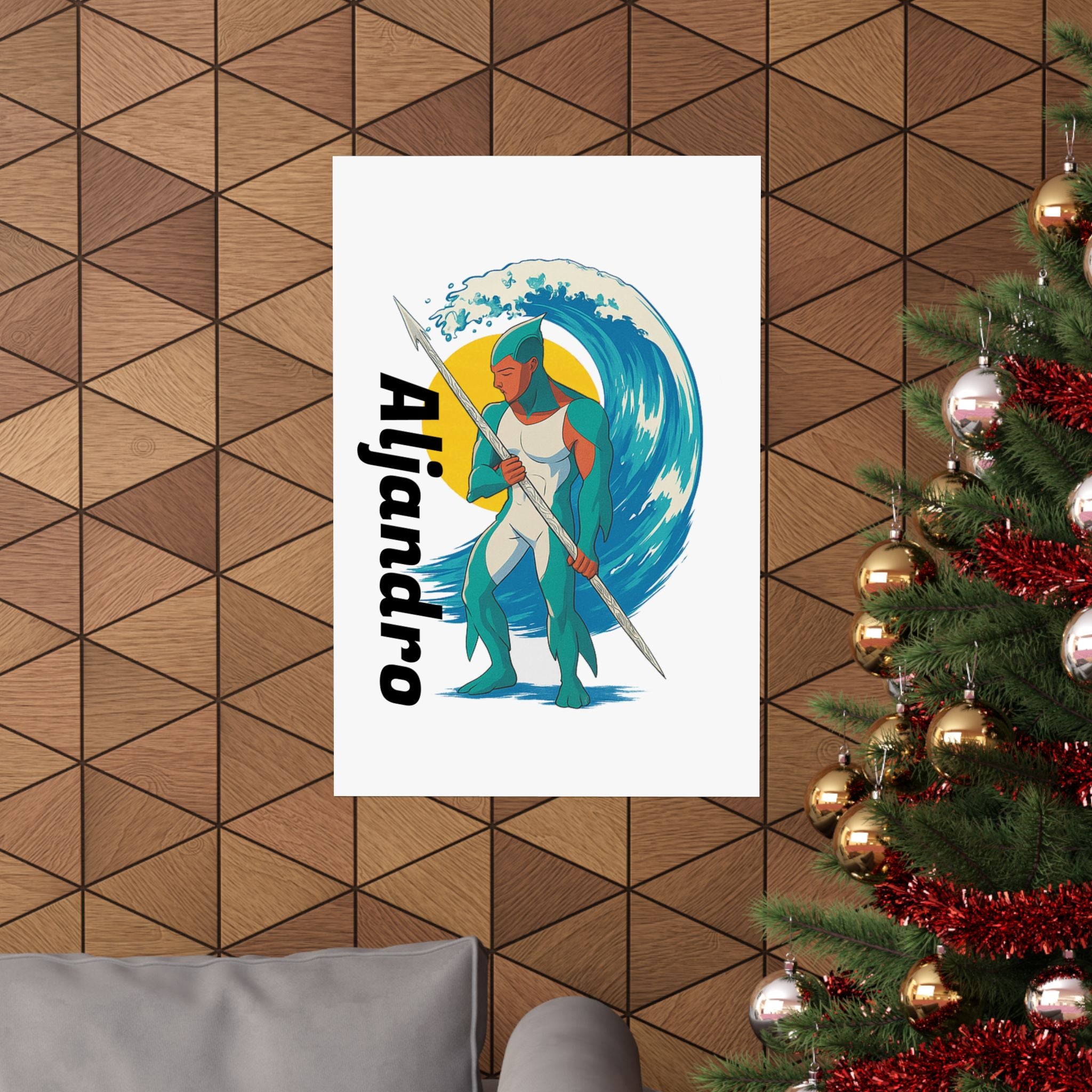 Anime Aljandro Vertical Poster - Personalized Wall Art, Name Print, Unique Home Decor, Gifts for Him, Ocean Lover Decor