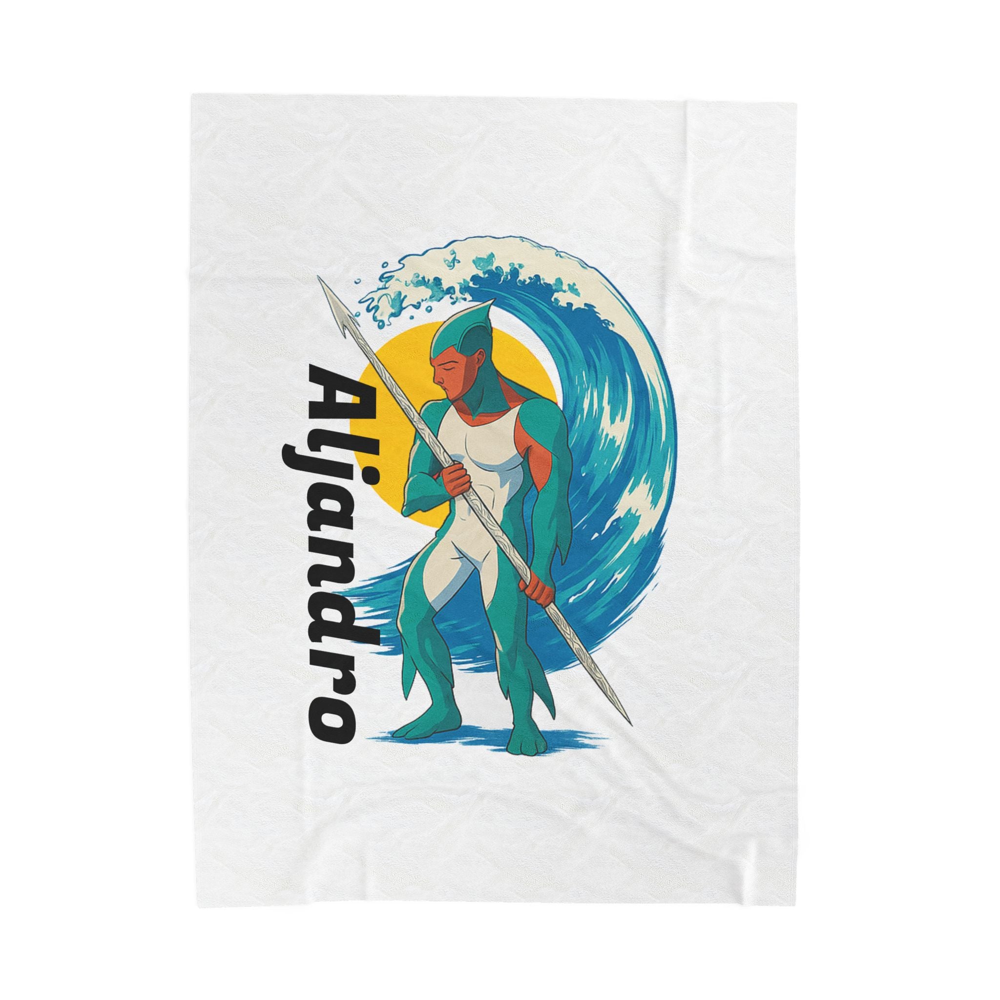 Velveteen Plush Blanket — Personalized Kraken Hunter Design with 'Aljandro'