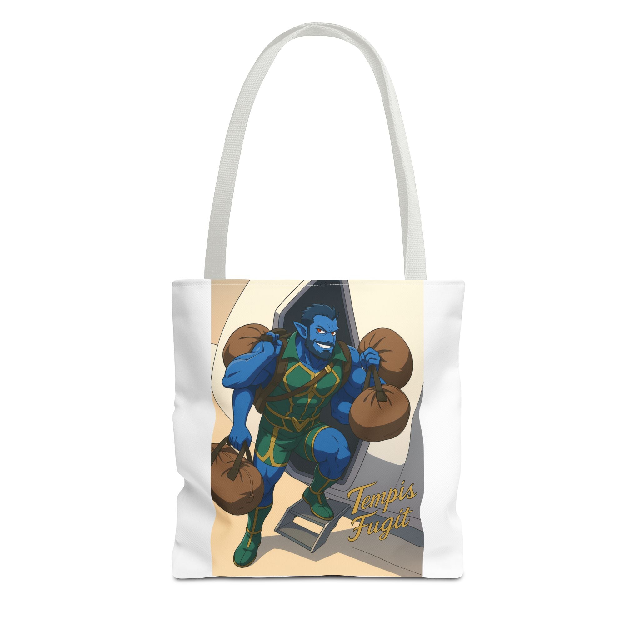 Tote Bag Anime Tempis Fugit, Da Guv Sci-Fi Book Lover Gift, Bookish Shoulder Bag, Literary Tote, Bookworm Library Bag, Geeky Book Lover Gift