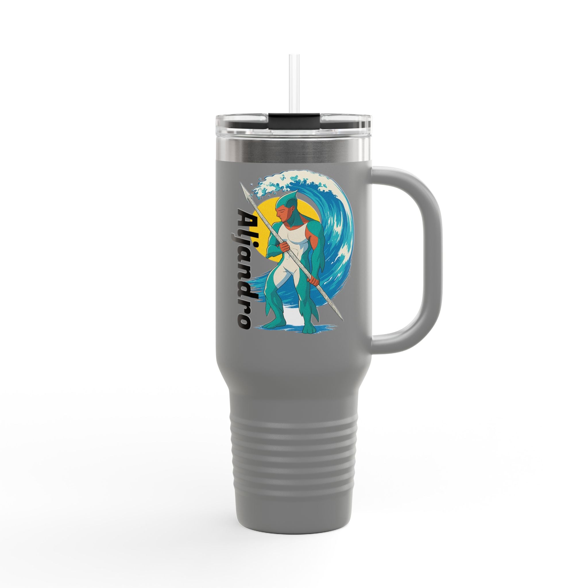 Anime Aljandro Travel Mug, Ocean Adventure Design, Explore Nature Mug, Custom Name Travel Cup, Coffee Lover Gift, Summer Beach Mug