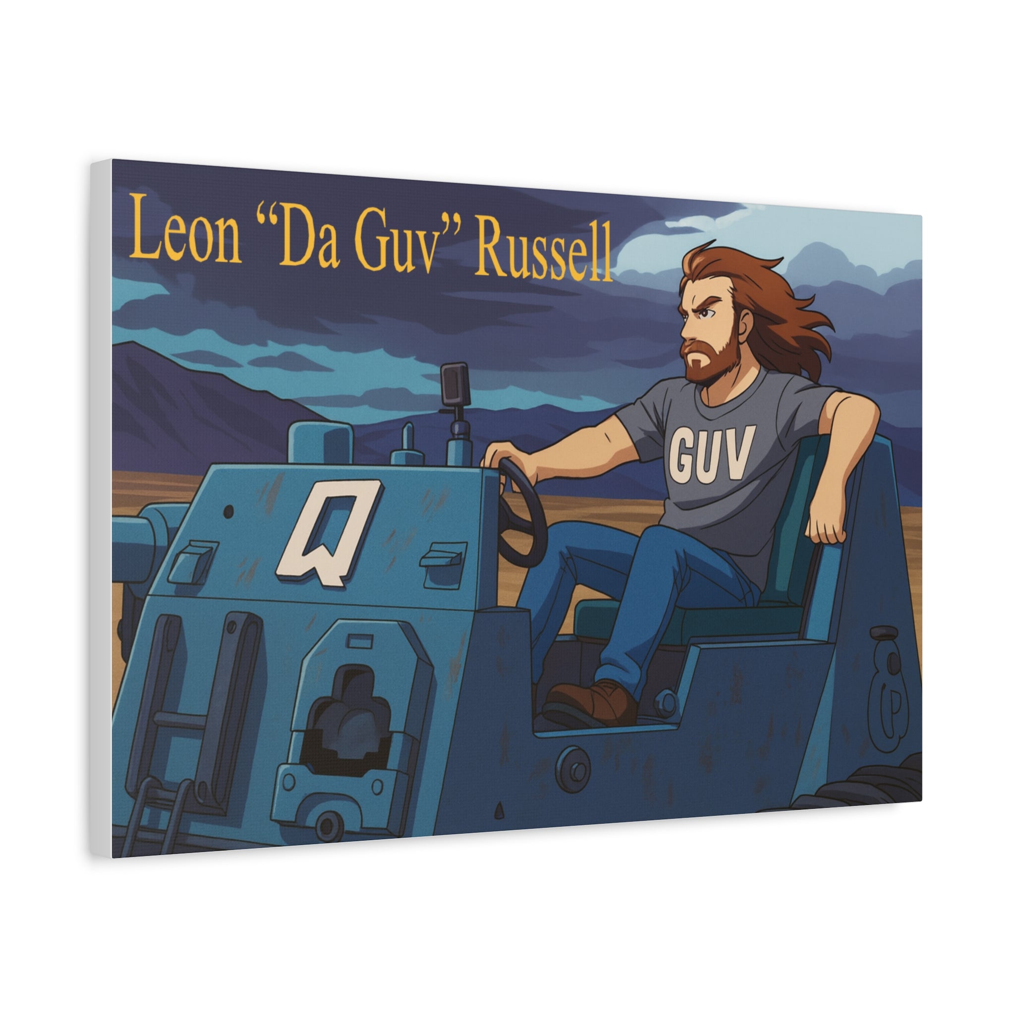 Canvas Print, Leon 'Da Guv' Russell Driving The Banshee Tank from 'Da Guv' Sci-Fi Book, Art Wall Decor, Matte Poster, Stretched Picture, 1