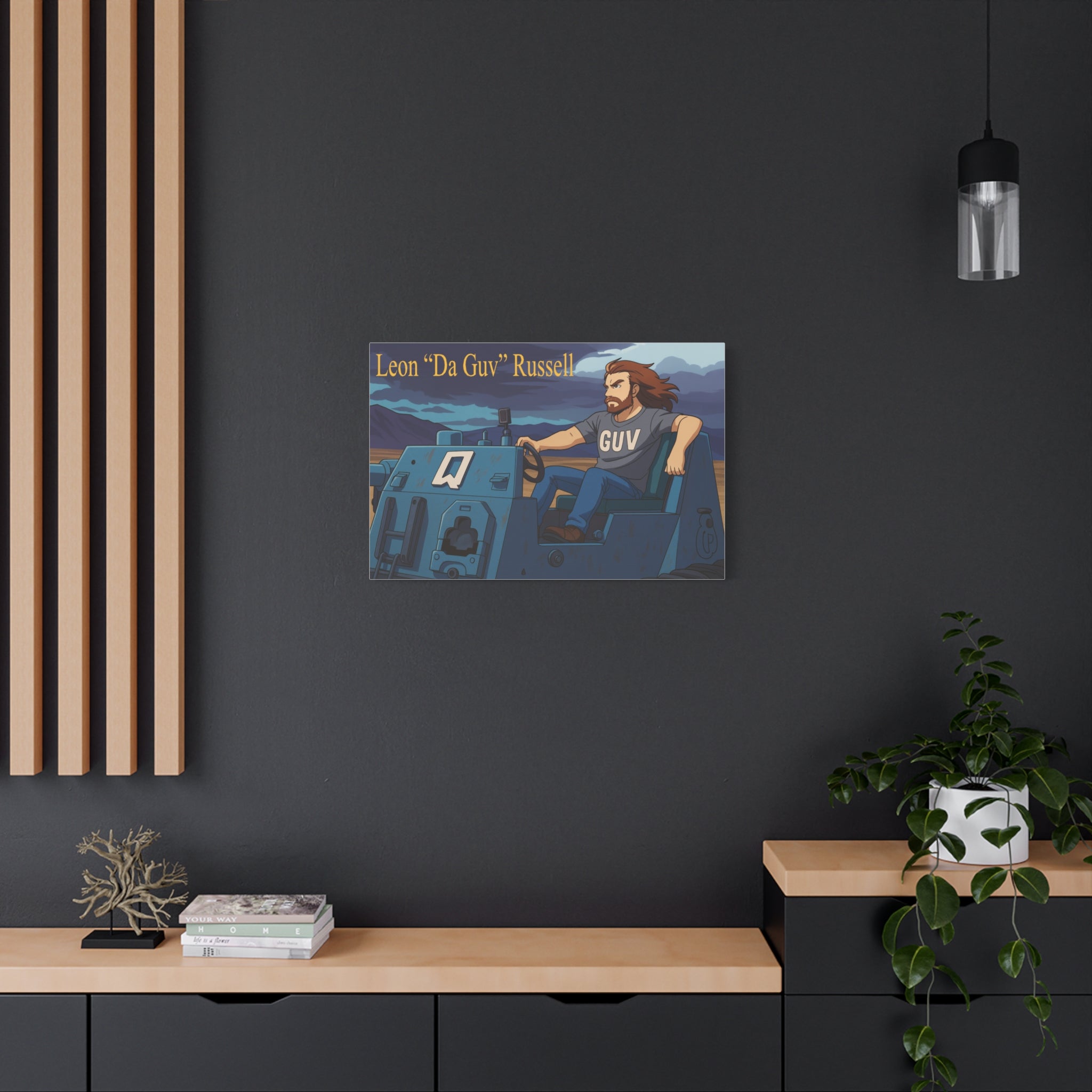 Canvas Print, Leon 'Da Guv' Russell Driving The Banshee Tank from 'Da Guv' Sci-Fi Book, Art Wall Decor, Matte Poster, Stretched Picture, 1
