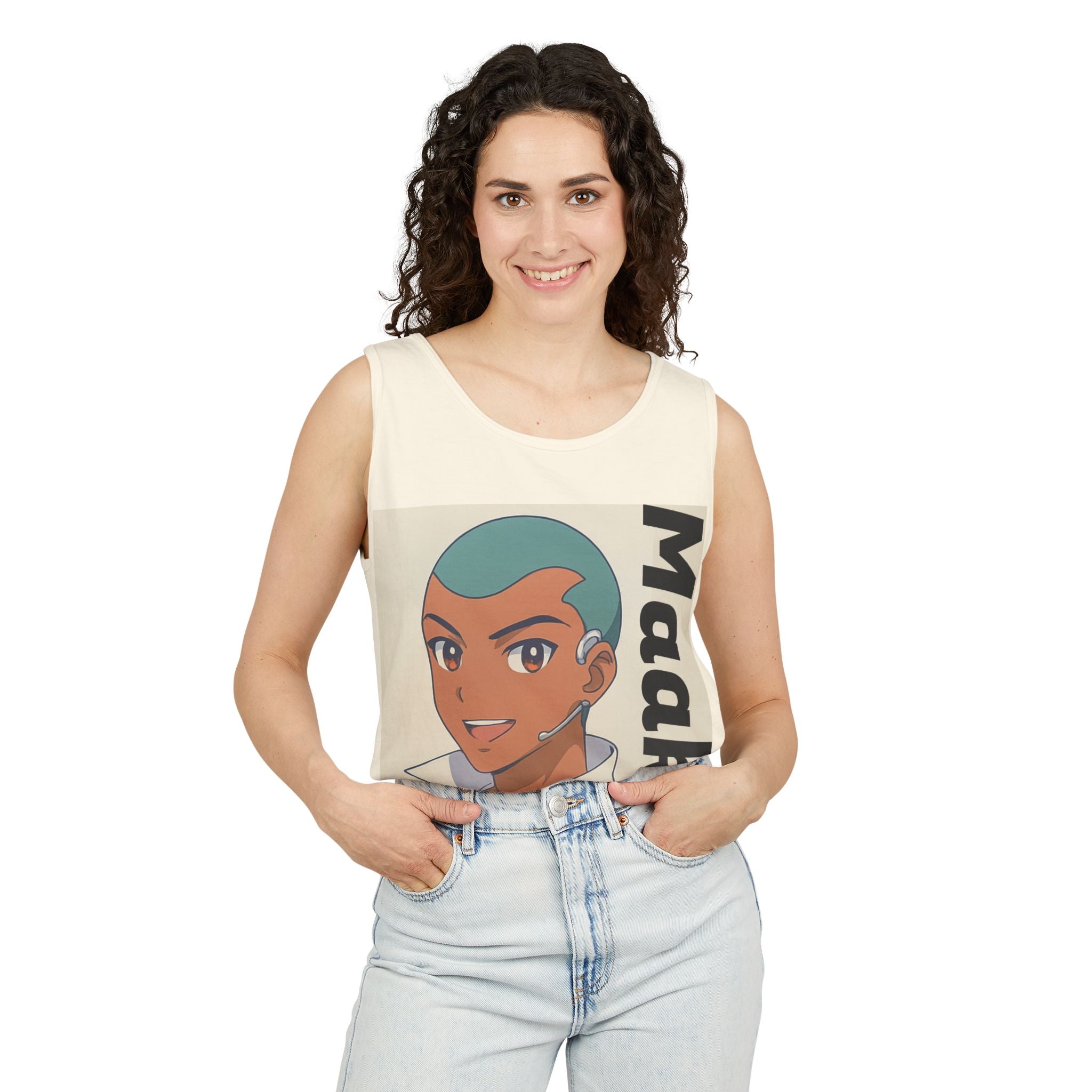 Unisex Anime Character Maakui Tank Top, Summer Wear, Graphic Tee, Casual Attire, Gift for Fans, Beachwear, Festival Top