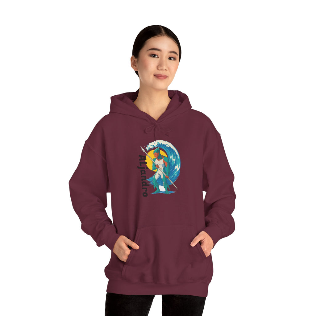 Aljandro Surf Graphic Hoodie — Retro Wave Surfing Design