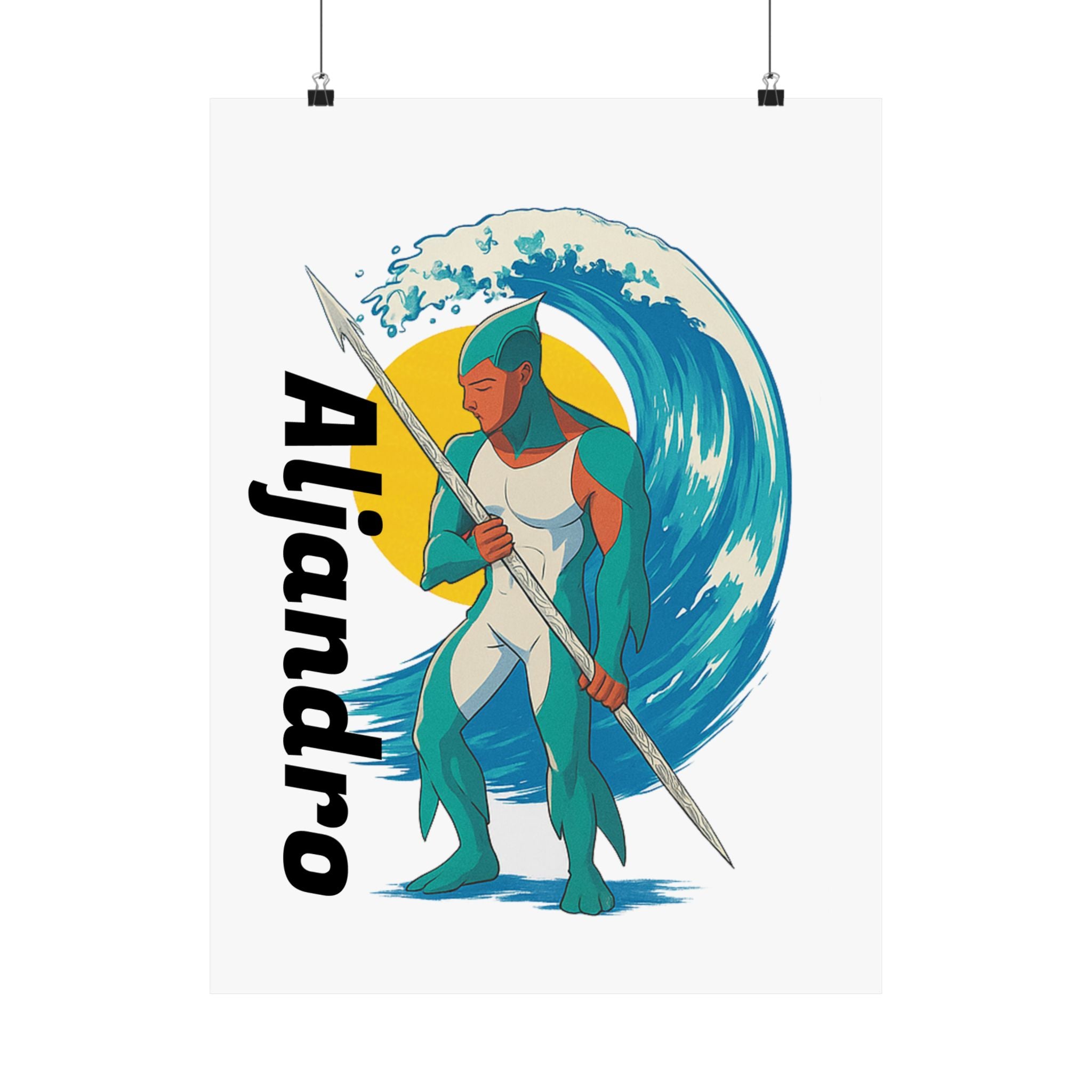 Anime Aljandro Vertical Poster - Personalized Wall Art, Name Print, Unique Home Decor, Gifts for Him, Ocean Lover Decor