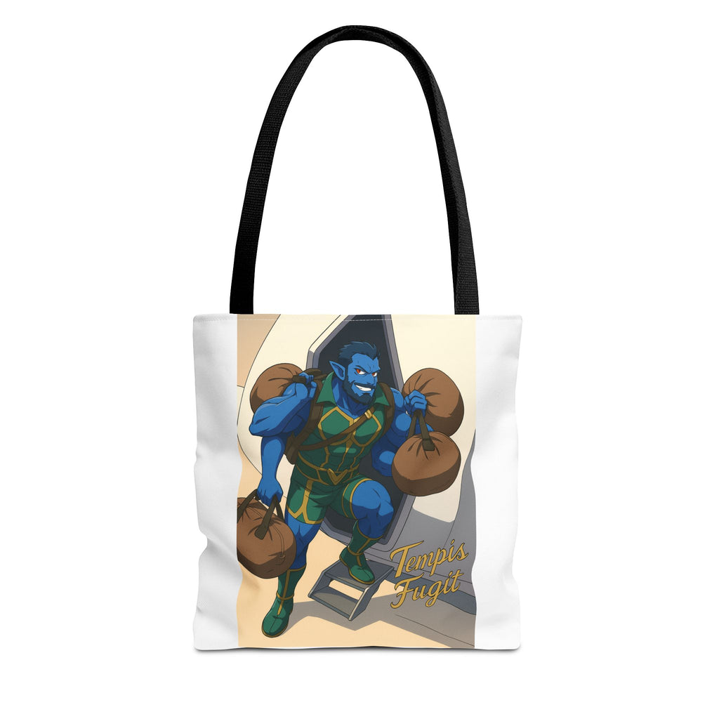 Tote Bag Anime Tempis Fugit, Da Guv Sci-Fi Book Lover Gift, Bookish Shoulder Bag, Literary Tote, Bookworm Library Bag, Geeky Book Lover Gift