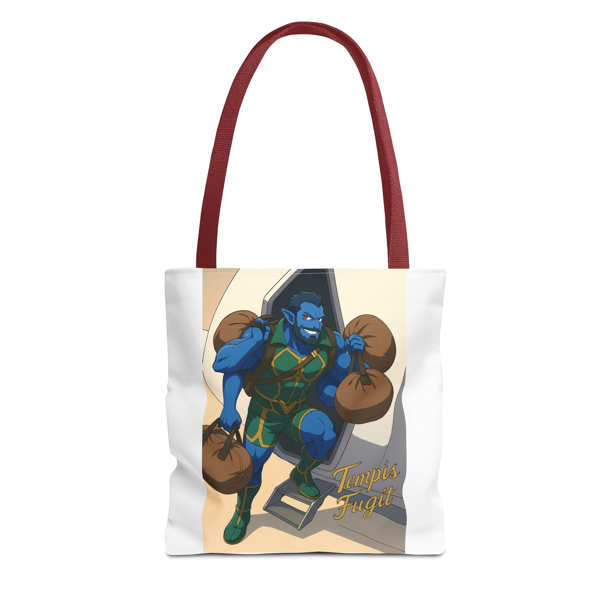 Tote Bag Anime Tempis Fugit, Da Guv Sci-Fi Book Lover Gift, Bookish Shoulder Bag, Literary Tote, Bookworm Library Bag, Geeky Book Lover Gift