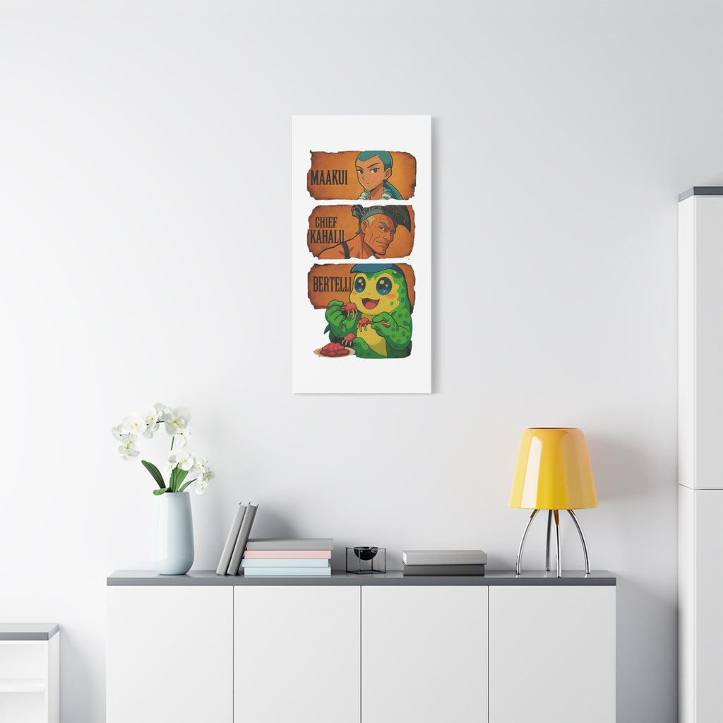 Canvas Wall Art, Anime Style Characters Maakui, Chief Kahalu and Bertelli, Home Decor for Gamers and Collectors, Gift Idea